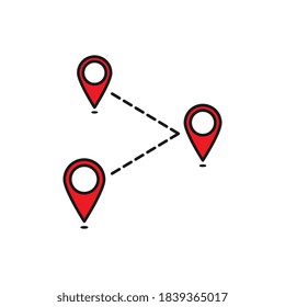 Pointers connected with path vector illustration