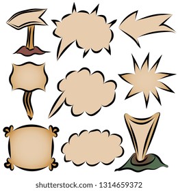 Pointers. Drawn signs. Hand-drawn arrows and frames. Vector graphics
