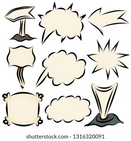 Pointers. Drawn signs. Hand-drawn arrows and frames. Vector graphics