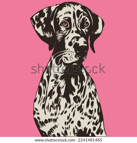 Pointers German Shorthaired hand drawn cartoon picture line art vector drawing