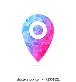 Pointers labels vector graphics, location or position symbol, gps navigation, polygon triangle fill