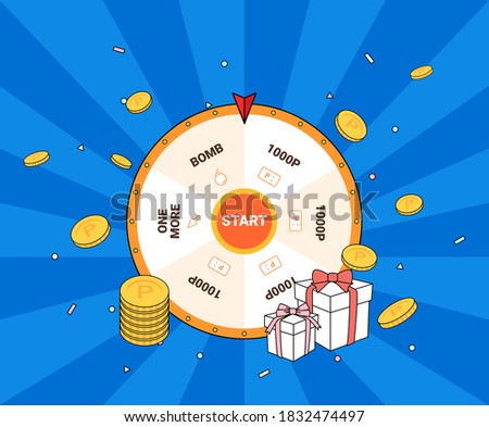 point-filled roulette illustration set. coin, gift, bomb, event. Vector drawing. Hand drawn style.