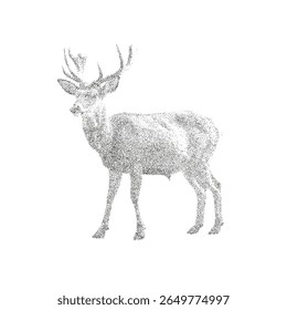 Pointillism Illustration of a Deer with Antlers Vector Art