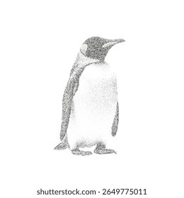 Ilustração pontilhada de uma arte vetorial do pinguim imperador