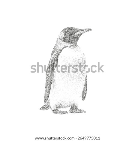 Pointillism Illustration of an Emperor Penguin Vector Art