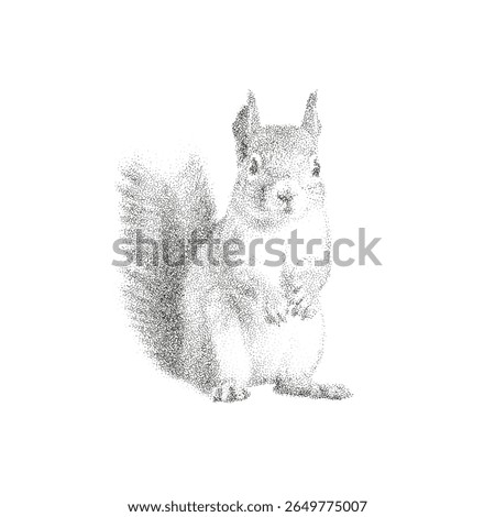 Pointillism Illustration of a Squirrel Vector Art