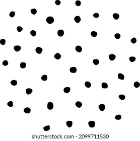 Pointillism style. Background with irregular, chaotic dots, random points, circle. Abstract monochrome design element. Black and white color. Vector illustration