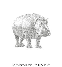 Arte vetorial de pontilhismo da ilustração de Hippopotamus