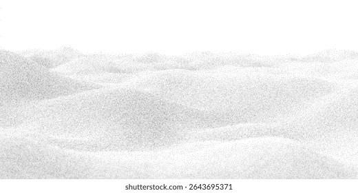 Pontilhado inspirado no pontilhismo grão espalhado através de paisagem irregular com efeito de areia grime. Ilustração vetorial com formas de dissolução ásperas e plano de fundo de areia ondulada dinâmica.