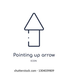 pointing up arrow icon from user interface outline collection. Thin line pointing up arrow icon isolated on white background.