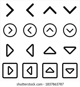 pointing arrow icons, incuding right, left, up, down arrow, editable