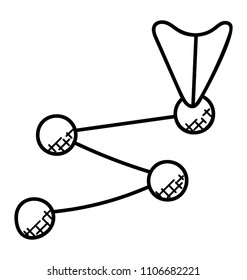 
A pointing arrow reaching towards different points indicates the sign of location for navigation. 
