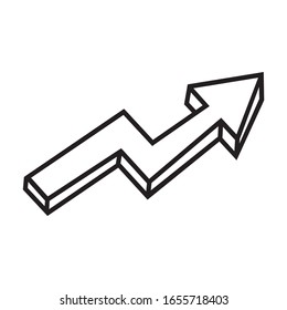 Flecha señalando. Ilustración de material vectorial. Arte de línea.