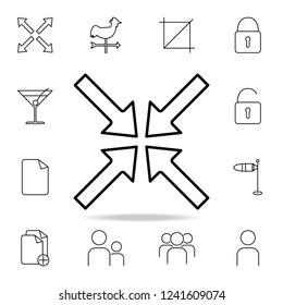 pointing arrows to center icon. Detailed set of simple icons. Premium graphic design. One of the collection icons for websites, web design, mobile app
