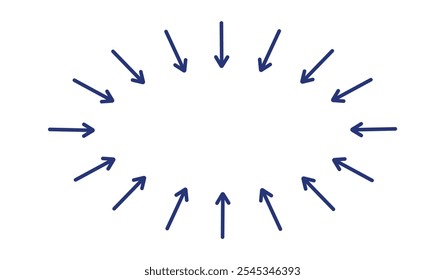 Pointing arrows in the circle. Blue color