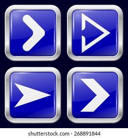 Pointing Arrows. Metal Icons Square Shape. 4 Items