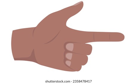 Pointing black hand vector - Illustration of human hand and finger that points forward to the right. Isolated flat design on white background