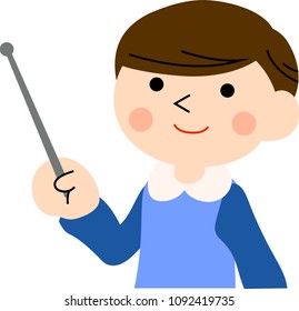 Pointing boy with pigtails 2