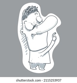 pointing cartoon man, vector illustration.