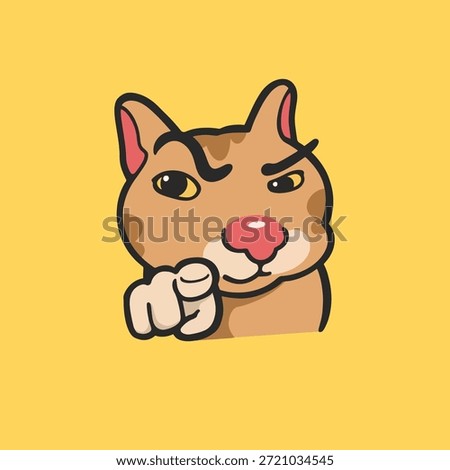 Pointing Cat Meme Sticker Vector Cute Illustration
