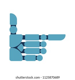 Pointing Cyborg Hand. Robot hand thumb forward. Vector illustration