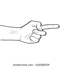 Pointing direction hand gesture line art outline