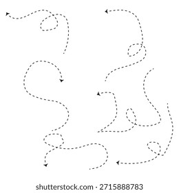 Pointing dotted arrows collection. Arrow icon set. Cursors. Black Directing Arrows vector icon