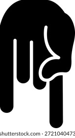 Señalando hacia abajo el diseño del icono del estilo del glifo