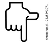 Pointing down hand line icon. Direction down vector illustration isolated on white. Index finger pointing down outline style design, designed for web and app. Eps 10