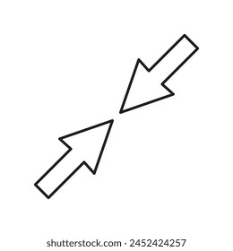 pointing at each other arrows icon.vector thin line Compress icon illustration on white background..eps