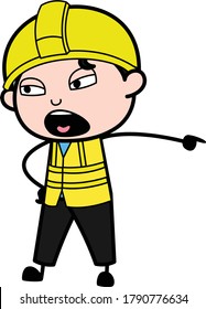 Pointing Engineer Cartoon Illustration Design Illustration