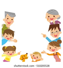 Pointing family of illustrations / copy space