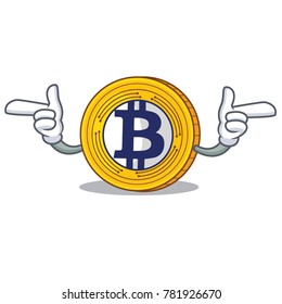 Pointing finger Bitcoin Gold character cartoon