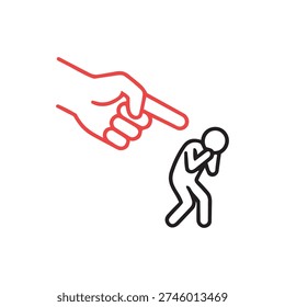 Pointing finger blaming vulnerable person concept of guilt and accusation pressure
