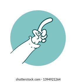 pointing finger cartoon style vector illustration, isolated on white background.