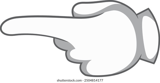 Pointing finger comic icon. Cartoon white glove gesture
