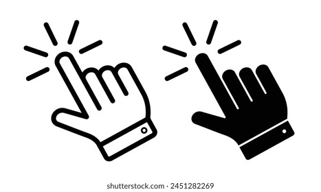 Pointing Finger and Cursor Icons. Hand Gesture and Click Symbol.