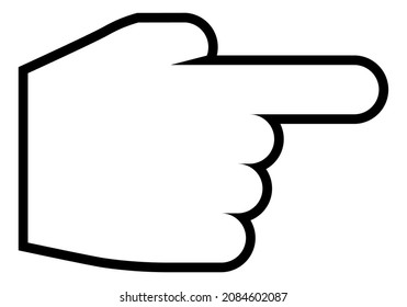 Pointing finger cursor. Right direction pointer in line style