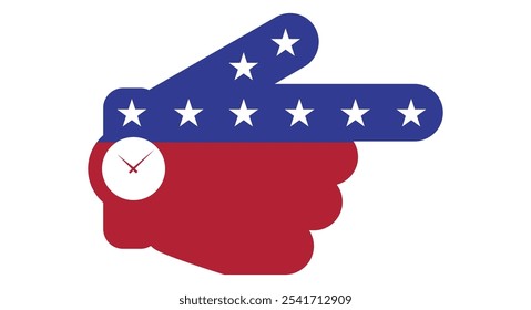 Pointing finger. Direction to the voting place. American elections. Flat vector illustration isolated on white background.
