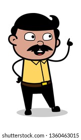 Pointing Finger During Speech - Indian Cartoon Man Father Vector Illustration