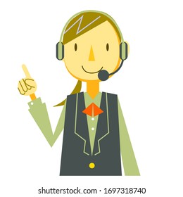 dedo indicativo, icono del personal de asistencia técnica femenina