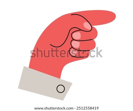 Pointing finger gesture. Red hand vector illustration.