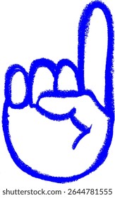 Pointing Finger Up Hand Gesture Icon Crayon Chalk Drawing Vector