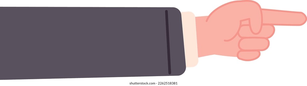 Pointing finger hand. Right direction pointer sign isolated on white background