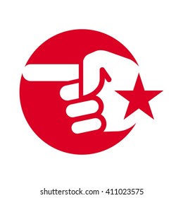 Pointing finger hand. Star and islam sign. logo vector.
