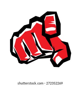 pointing finger or hand pointing symbol, stylized vector icon