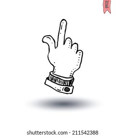 Pointing finger, Hand-drawn vector illustration