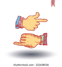 Pointing finger, Hand-drawn vector illustration