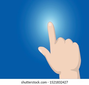 Pointing finger of human right hands and white lighting on the finger