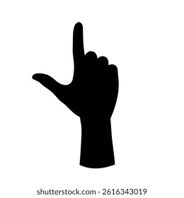 Pointing finger icon. Black silhouette of a hand with a raised index finger